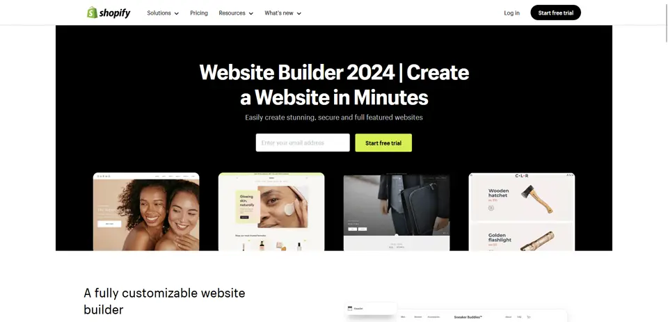 Shopify Website Builder Homepage |